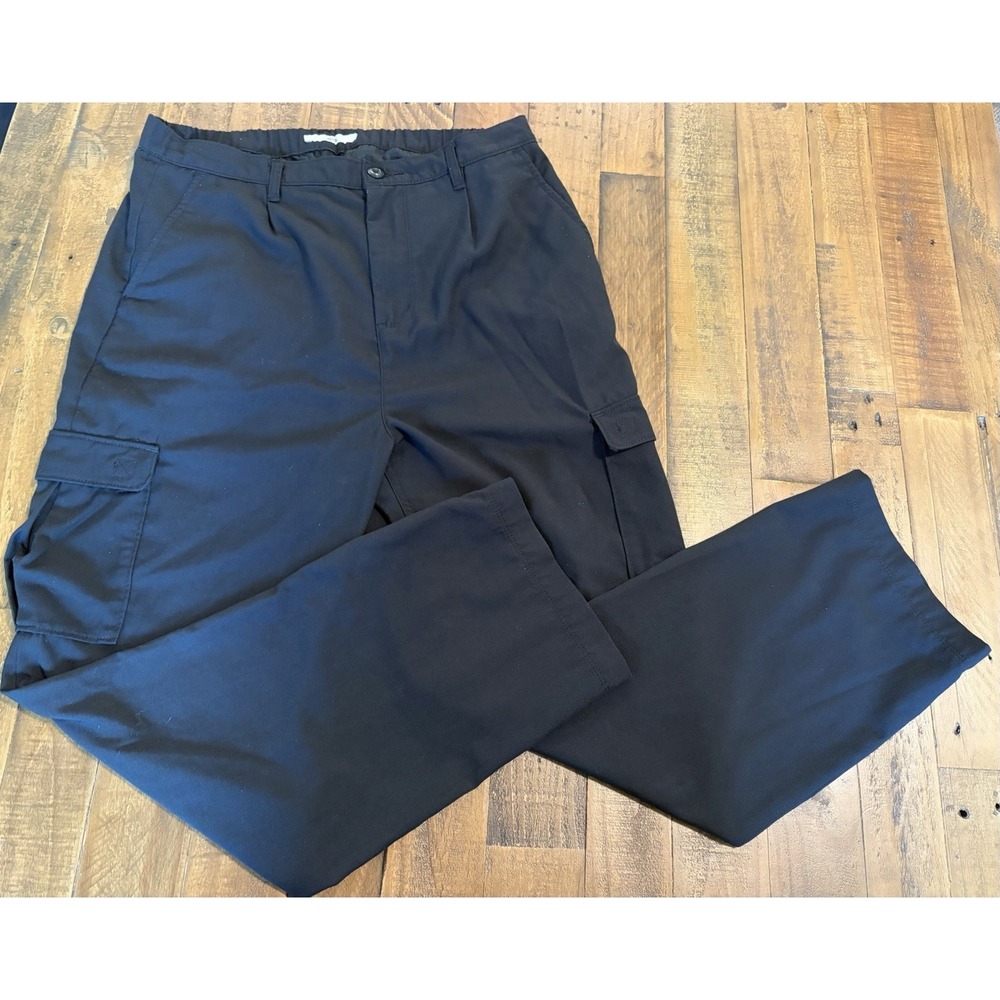 Vans Mens Black Cargo Pants Size Large L Straight Leg Utility Skate 28" Inseam